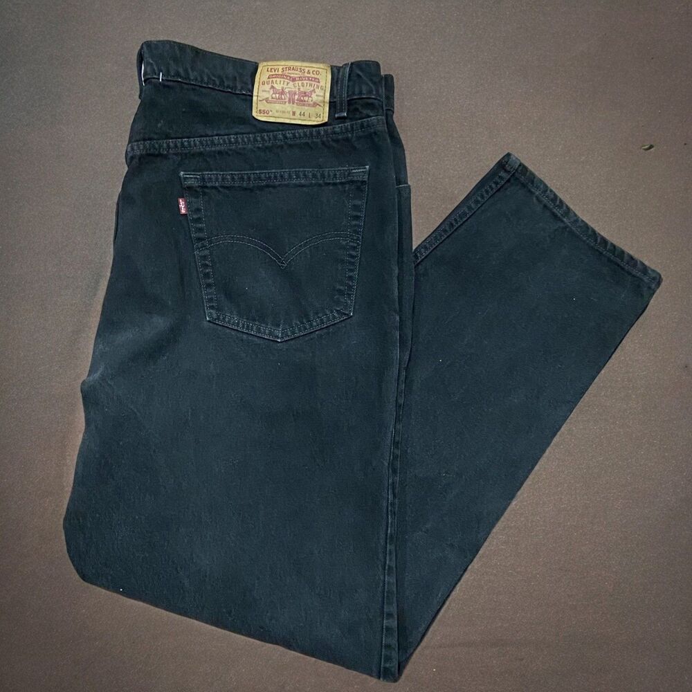 Levi's 550 Vintage 1999 Relaxed Fit Black Denim Cotton Jeans Men's Size 44 x 34